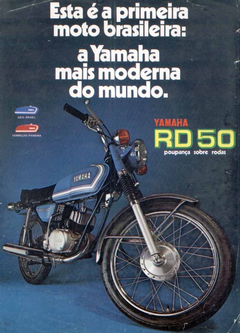 a RD50 74-75 foto ilustrativa - YAMAHA - RD50 - Lente Lanterna Farol Pisca  Orelha - Escapamento - Frente: Garfo Mesa Paralama - Guidon Manete Punho  Cabo Espelho - Pedal Freio Câmbio